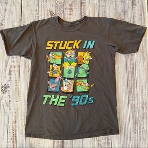 Nickelodeon Stuck in the 90’s Gray Tee Shirt. Size Large